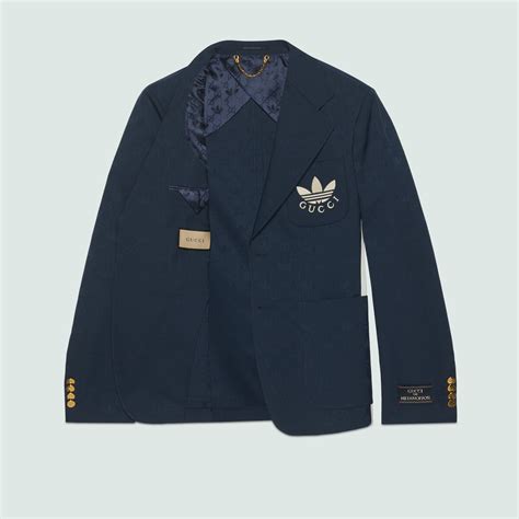 gucci adidas jacket blue|gucci short puffer jacket.